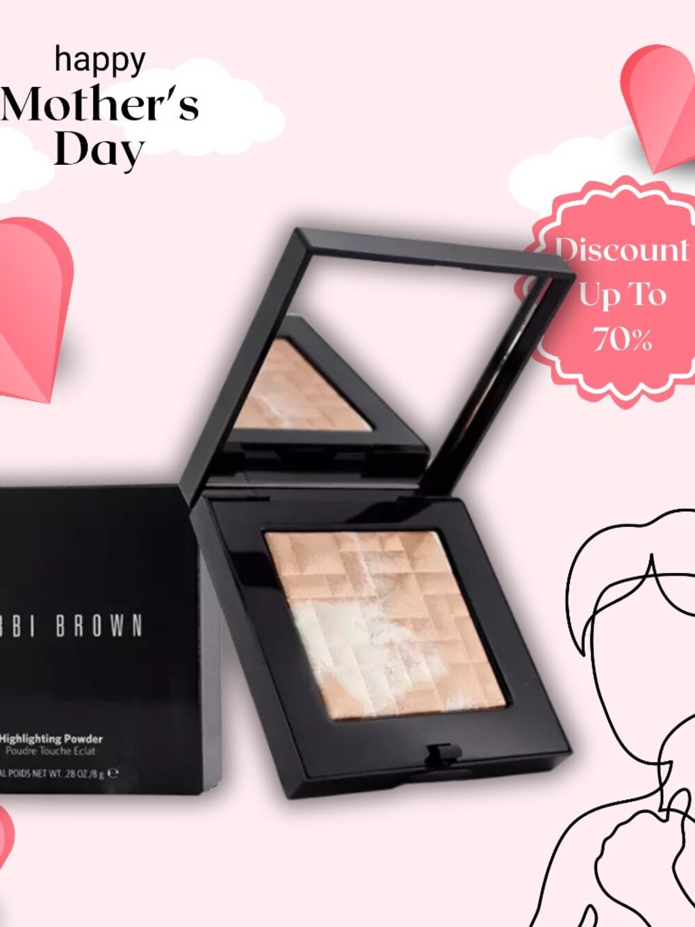 Bobbi Brown Highlighting Powder, Pink Glow 0.28 OZ./8g